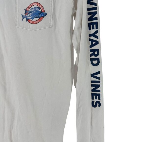 Vineyard Vines Graphic Tee Mackerel Long Sleeve White Mens Size S Preppy Crew - Picture 5 of 7